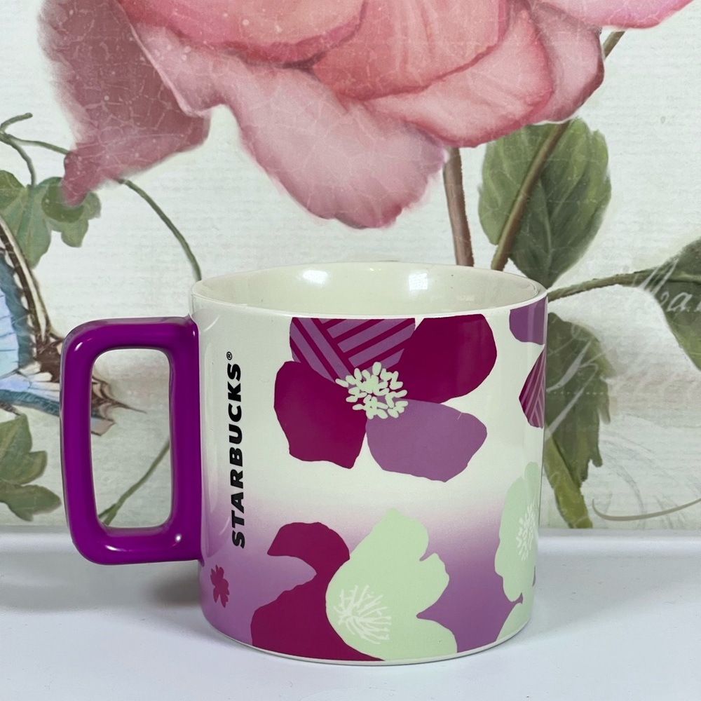 New Starbucks Purple Floral Ceramic Mug